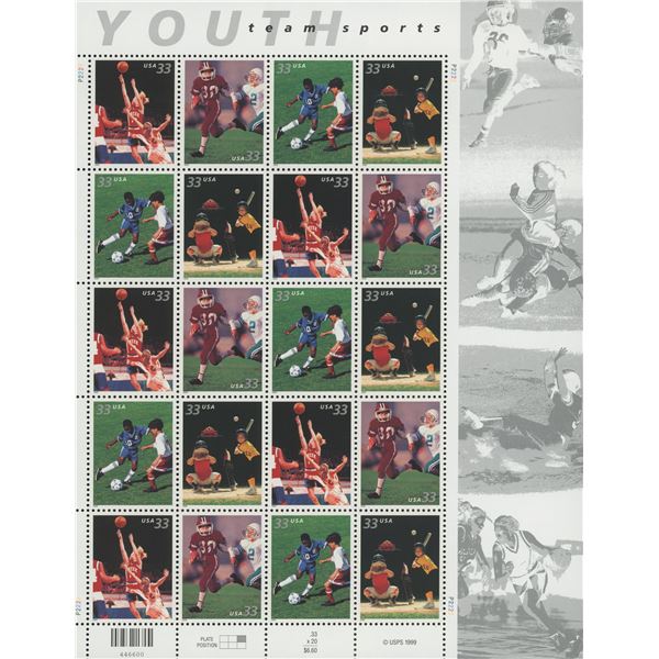 Youth Team Sports, Full Sheet of 20
