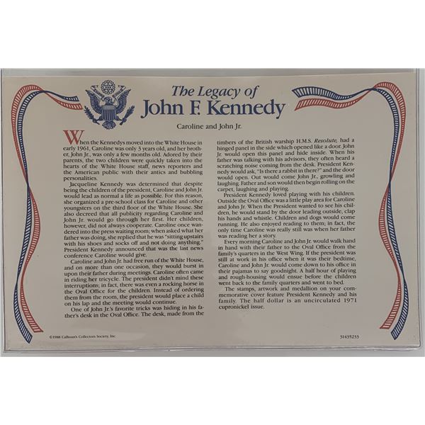 John F. Kennedy commemorative cover with coin