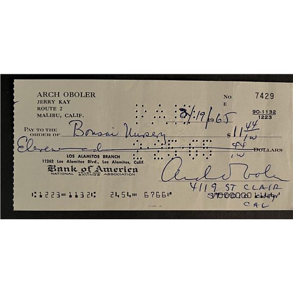 Arch Oboler signed check