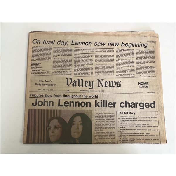 John Lennon's killer has been charged 1980 Valley newspaper