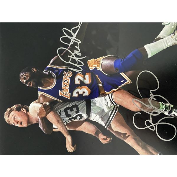 Larry Bird and Magic Johnson signed photo