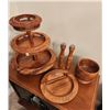 Image 3 : 3 Tiered Handcarved Monkey Pod Serving Tray, Wooden Bowl, Wooden Plate & Wooden Salt & Pepper Shaker