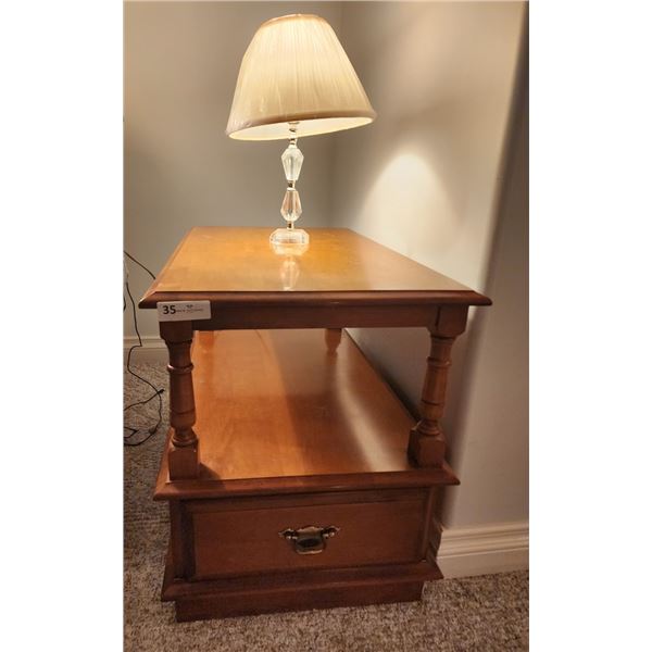Maple Side Table, Lamp & Mirror