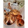 Image 1 : Copper Tea Pots with Porcelain Handles, cups & coasters