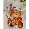 Image 2 : Copper Tea Pots with Porcelain Handles, cups & coasters