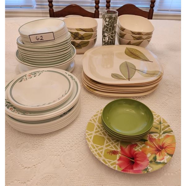 Green Leaf, Floral Bowls & Plates