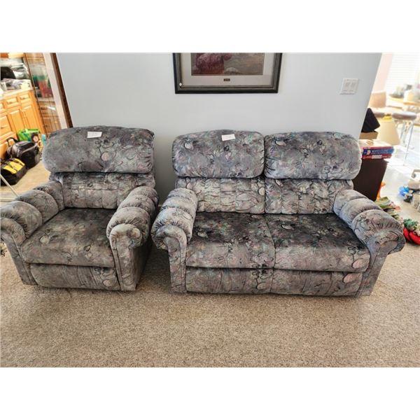 Elran Abstract Loveseat, Chair /Rocker Recliner