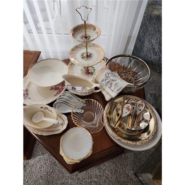 Vintage 3 Tier Cake/Dessert Stand, Vintage Plates & Dishes, Gravy Boats, Bowls, Napkins, Spoons