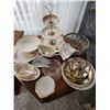 Image 1 : Vintage 3 Tier Cake/Dessert Stand, Vintage Plates & Dishes, Gravy Boats, Bowls, Napkins, Spoons