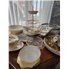 Image 2 : Vintage 3 Tier Cake/Dessert Stand, Vintage Plates & Dishes, Gravy Boats, Bowls, Napkins, Spoons
