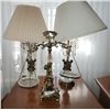 Image 2 : Pair of Cherub Antique Lamps with glass & marble base & Antique Scale