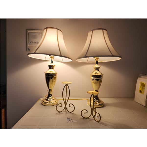 2 Tri-Light Lamps & Candle Holders