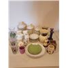 Image 2 : Glassware, cups, canister, plates, Victorian Ladies Candle Holders