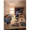 Image 1 : Clock, Lamp, Pictures, Pen Holder, Soap Stone Beaver, Black Bear Figurine, World Globe