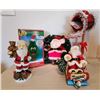 Image 1 : Douglas Fir Talking Tree, Mailbox, Light up Santa Wreath, 2 Santa Figurines