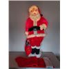 Image 2 : RARE Vintage Blowmold Lighted 5 foot Santa & Large 5 foot tall Cloth Stocking