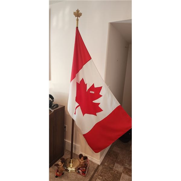 Large Canadian Flag on Stand - NYL-GLO Bunting, 2 Dancing Moose, Dominion of Canada Framed Picture