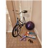Image 2 : Stationary Bike, Fitness Ball, Weights, 2 Pull Up Exercisers, Hand Grip Strengtheners