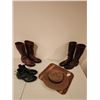 Image 2 : 3 Pairs of Size 10 Boots & RCMP Hat with Holder