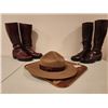 Image 3 : 3 Pairs of Size 10 Boots & RCMP Hat with Holder