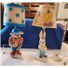 Image 1 : Vintage Bunny Table Lamp & Vintage Rubber Monkey Lamp