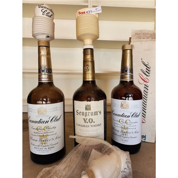 Vintage Canadian Club Texas Mickey & Seagrams Texas Mickey - Bottles with Pumps