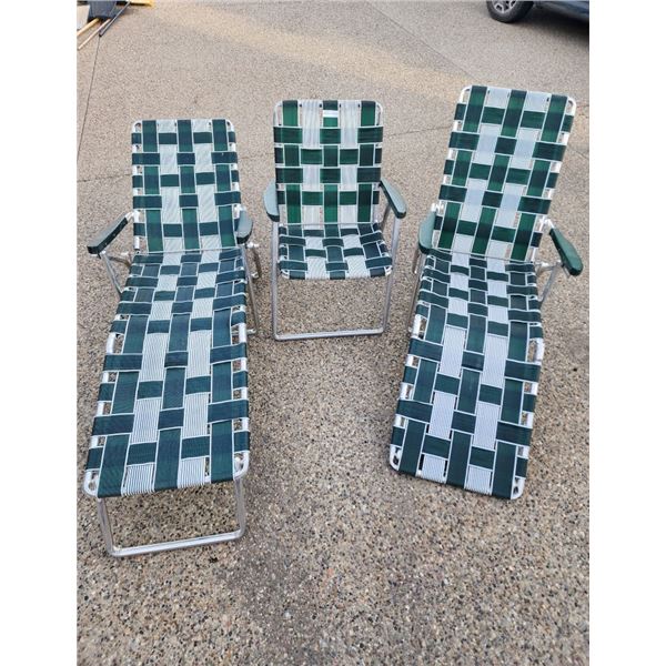 Lawn Chair & 2 Matching Loungers