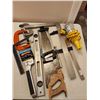 Image 2 : Miscellaneous Tools, C-Clamps, Squares, Saw, Level, Staple Gun, Trouble Light