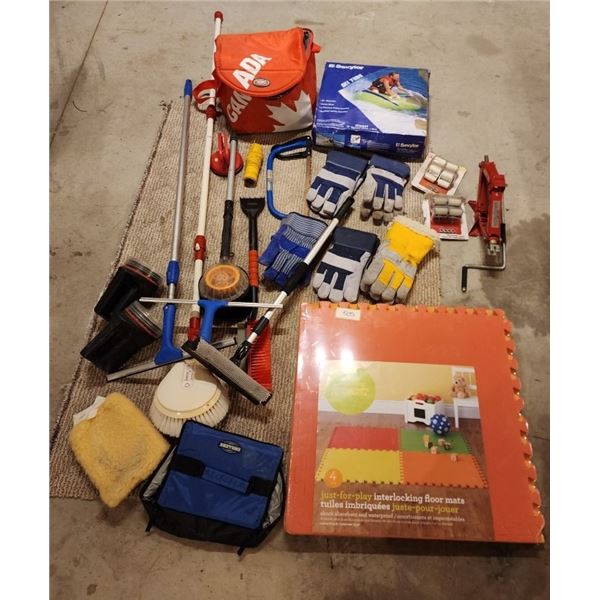 Work Gloves (5), Interior Locking Floor Mats, Cooler Bag, Water Ski Tube, Vehicle Accessories, Jack