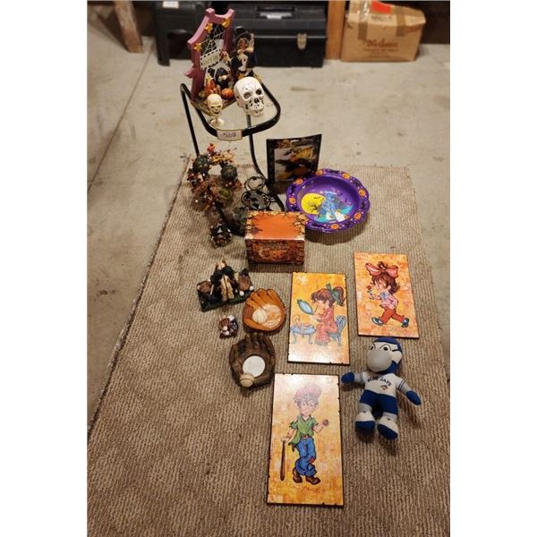 Halloween & Baseball Decor & Side Table