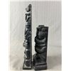 Image 2 : 2 Vintage Totem Poles - 8"H  NW Coast Argillite-Like Alva Replica & 11"H (As Found) Marked Canada