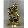 Image 1 : Very Heavy For Shipping Brass Cast Metal Passant Lion Door Stop. Approx. 14.5" H x 9.25"