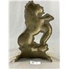 Image 2 : Very Heavy For Shipping Brass Cast Metal Passant Lion Door Stop. Approx. 14.5" H x 9.25"