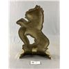 Image 2 : Very Heavy For Shipping Brass Cast Metal Passant Lion Door Stop. Approx. 14.5" H x 9.25"