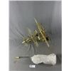 Image 2 : Gold Tone Plug In Chandelier w/ 9 Light Sockets & 8" L Acrylic Pieces w/ Glass Crystals