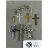 Image 6 : Vintage Wood Beads Rosary & 10 Various Cross Pendants