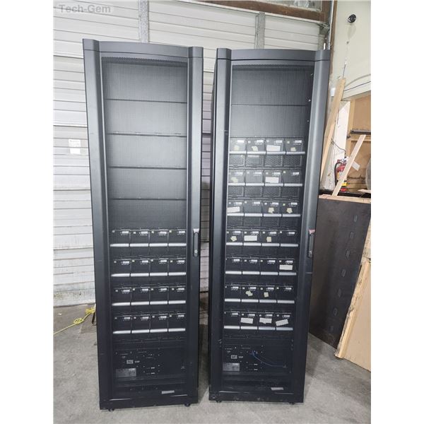 Lot of 2 APC Symmetra PX SYCXR8 Battery Enclosures w/ 44 SYBTU1-PLP Batteries in NetShelter AR2800X1