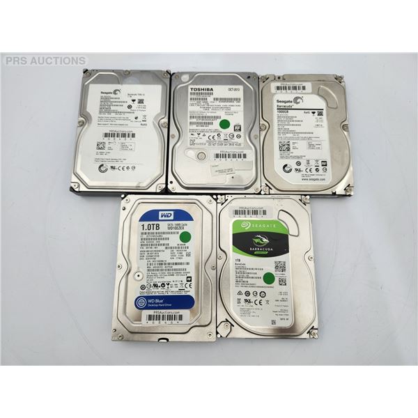 Lot of 5 1TB 3.5" Hard Drives - Wiped