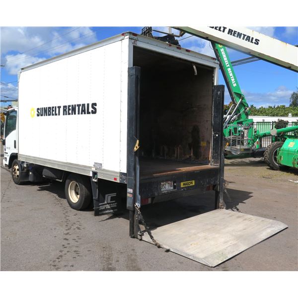 (HI717D) 2014 Isuzu Box Truck, 14-Ft Long w/ Liftgate, 144767 Miles, Lic. 352TVA (Starts & Runs - Se