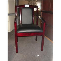 Mahogany Framed Black Leather Client Chair