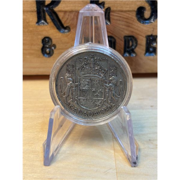 Lot 21-1) 50c Canadian coin 1950