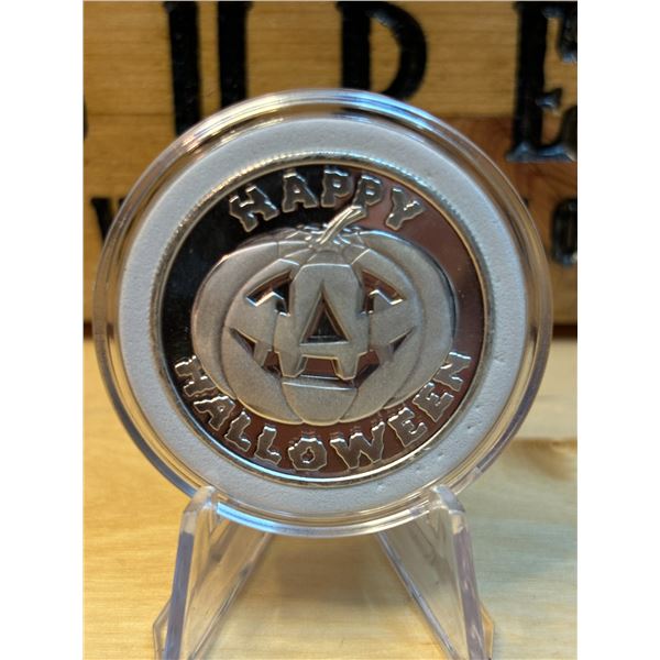Lot 35-1) 1 oz Happy Halloween Silver round