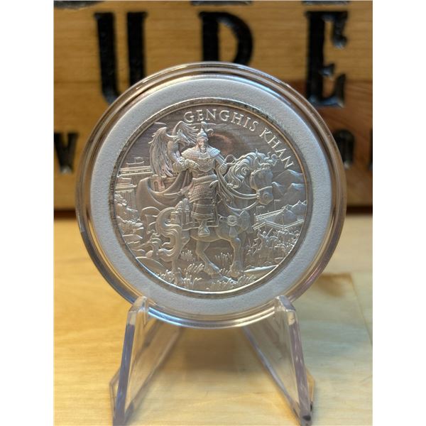 Lot 36-1) 1 oz Genghis Khan silver