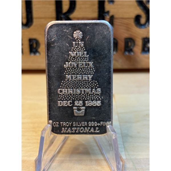 Lot 44-1) 1 oz Merry Christmas 1985 silver bar