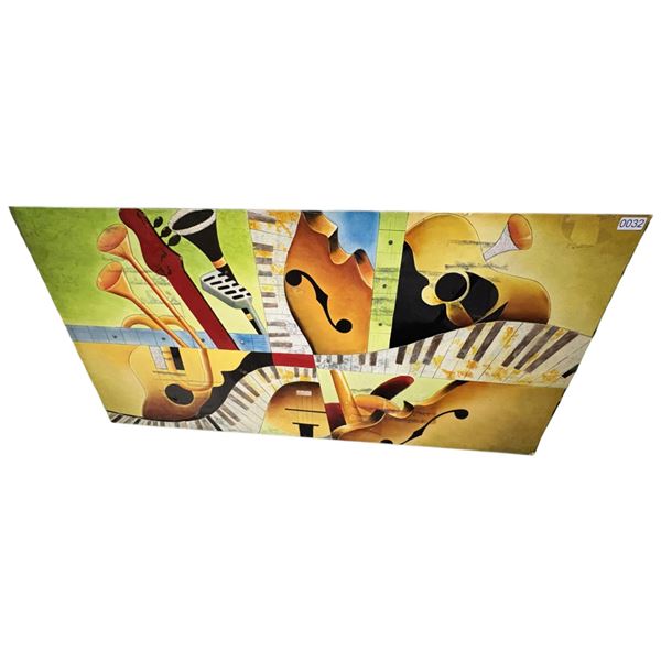 LACKERD WITH ABALONE MUSICIAL DECORATIVE WALL HANGING FROM STATE (APPROXIMATELY - 27 1/2 inches BY 2