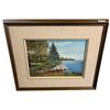 Image 1 : VINTAGE FRAMED 1984 H.KUSHNER "LAKE SIDE SCENE" PAINTING ON BOARD DATED FROM STATE (APPROXIMATELY -