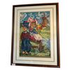Image 1 : FRAMED NEEDLE POINT "COUNTRY SIDE " ART WALL HANGING FROM STATE(APPROXIMATELY - 21inches BY 27 1/2 i
