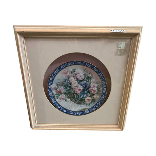 FRAMED LENA LIU DECORATIVE PLATE FROM ESTATE (APPROXIMATELY 15in BY 15in)