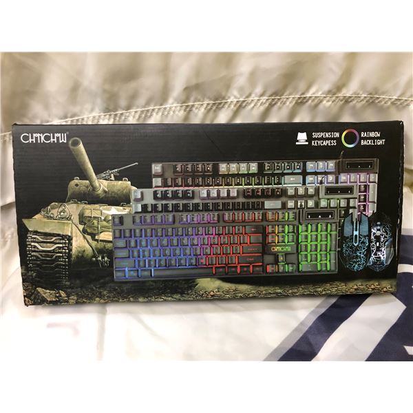 GAMING KEYBOARD WITH RGB AND GAMING MOUSE AND MOUSE PAD WIRED