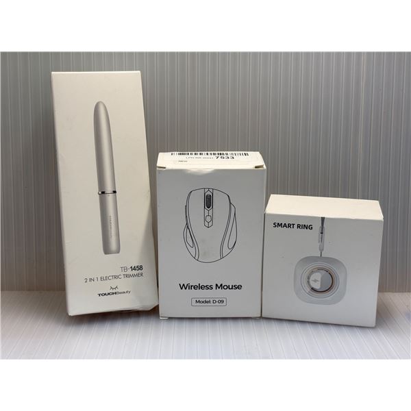 3 PIECE - SMART RING/WIRELESS MOUSE AND 2 IN ONE ELECTRIC TRIMMER
